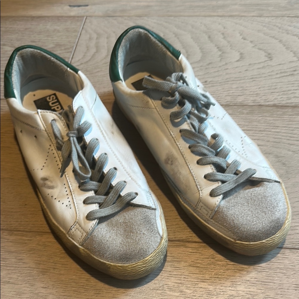 White and Green Sneakers Golden Goose Superstar